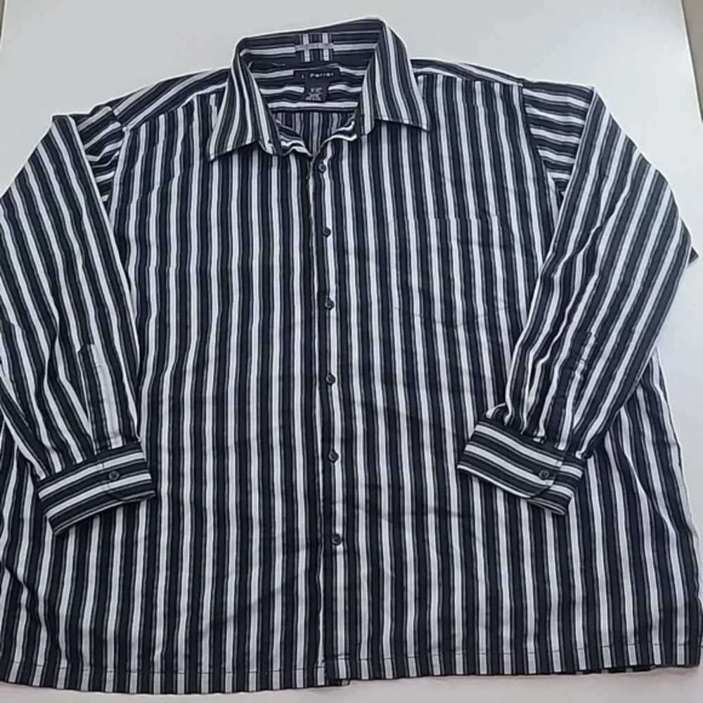 J. FERRAR Men's Blue Striped Long Sleeve Button Down Shirt - Size 3X 19 -19 1/2